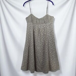 Intuitions Dress Women's‎ Size 6 Sleeveless Lace Pearl Accent Neutral Babydoll